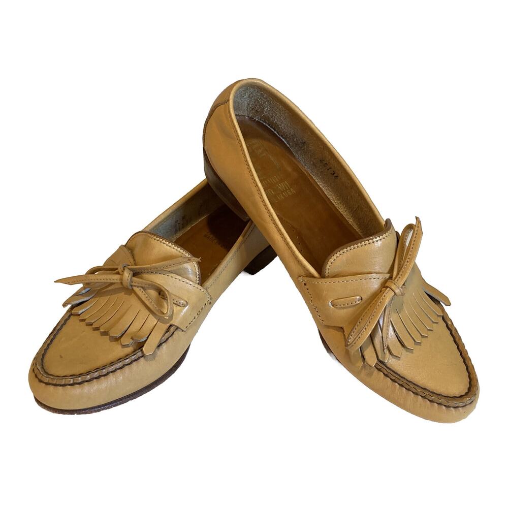 Frye Womens Hand Sewn Leather Loafers Size 7.5 With Tassels -Vintage